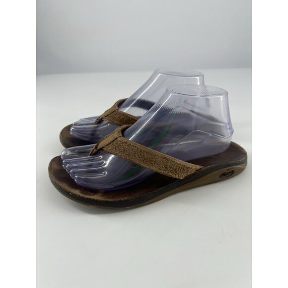 Chaco Flip Flop Shoes Womens Brown Leather Comfort Slip-On Thong Sandal Size 8 - Picture 1 of 7
